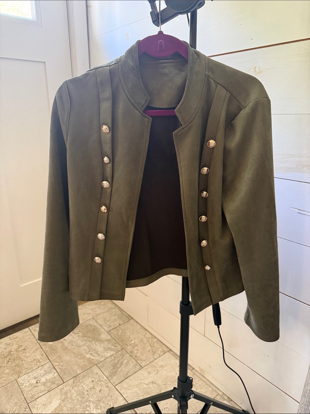 Olive Green Military-Inspired Women's Blazer